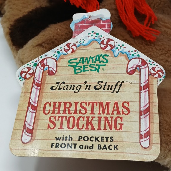 Rennoc Santas Best 3D Brown Dog Christmas Stocking 20" With Pockets - Picture 8 of 14